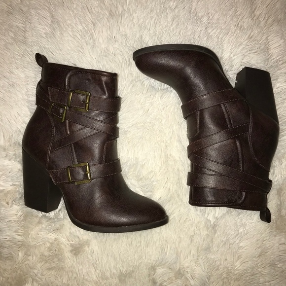 JustFab Shoes - JustFab Raelyn Brown Western Inspired Ankle Boots